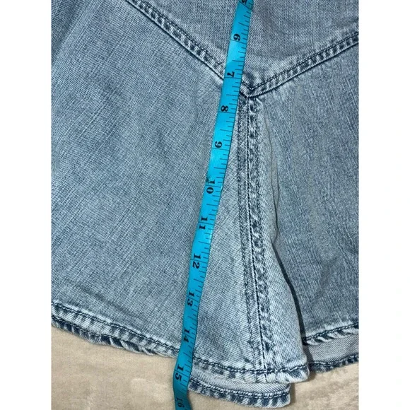 Aerie Denim Mini Skirt S Blue Find‎ Happy Everywhere Circle Jean Flare Beach NEW - Picture 7 of 8